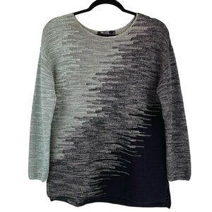 NIC+ZOE Ombré Loose-knit Sweater Long Sleeve Seafoam Brown Gray Black Sz M